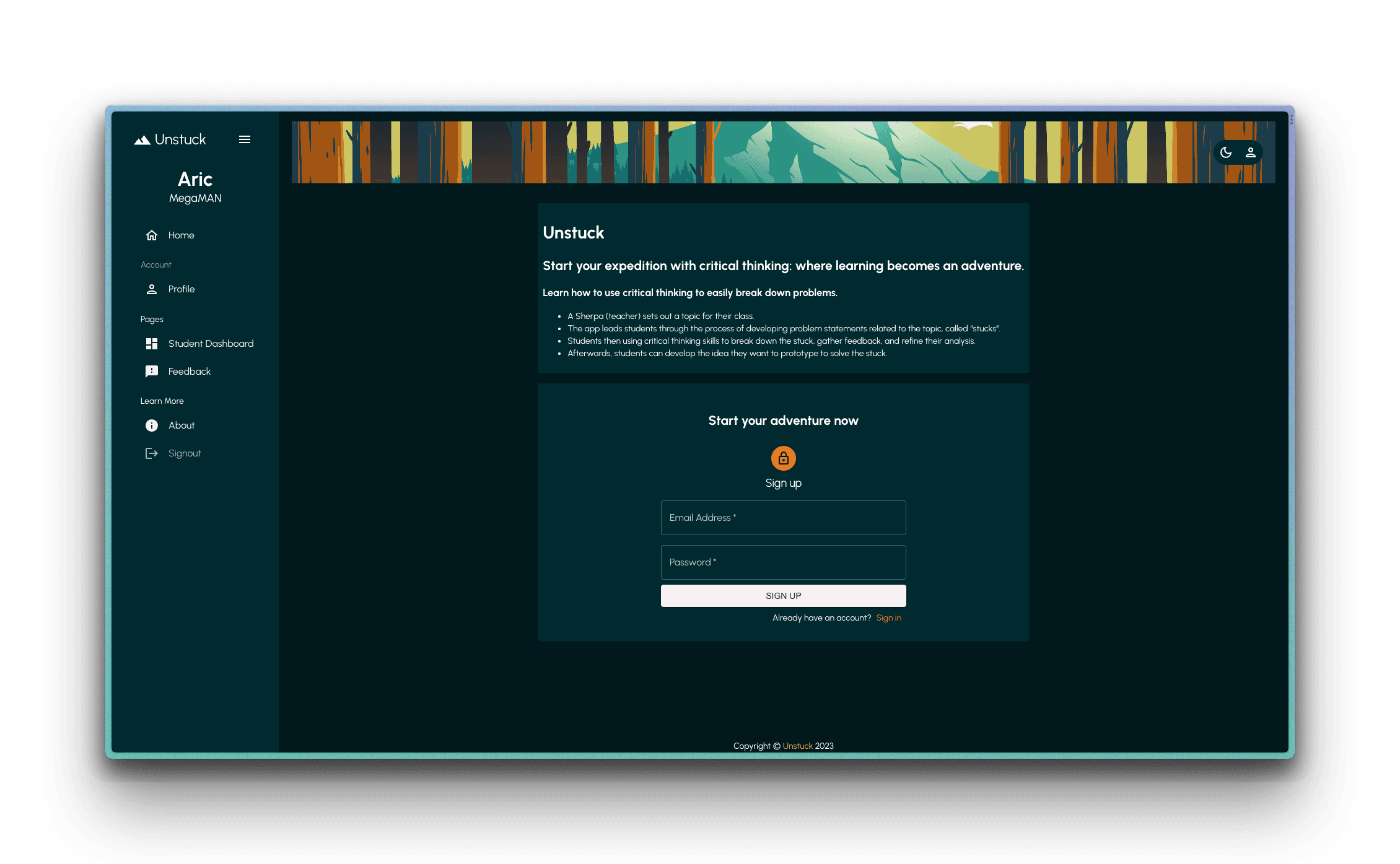 Unstuck Landing Page Screenshot